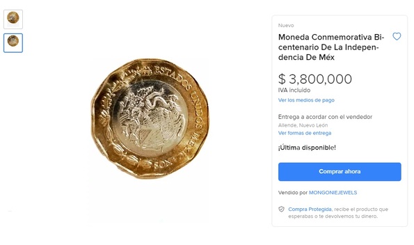 Moneda de 20 pesos conmemorativa se vende hasta en 4 MILLONES (Foto: Instagram)