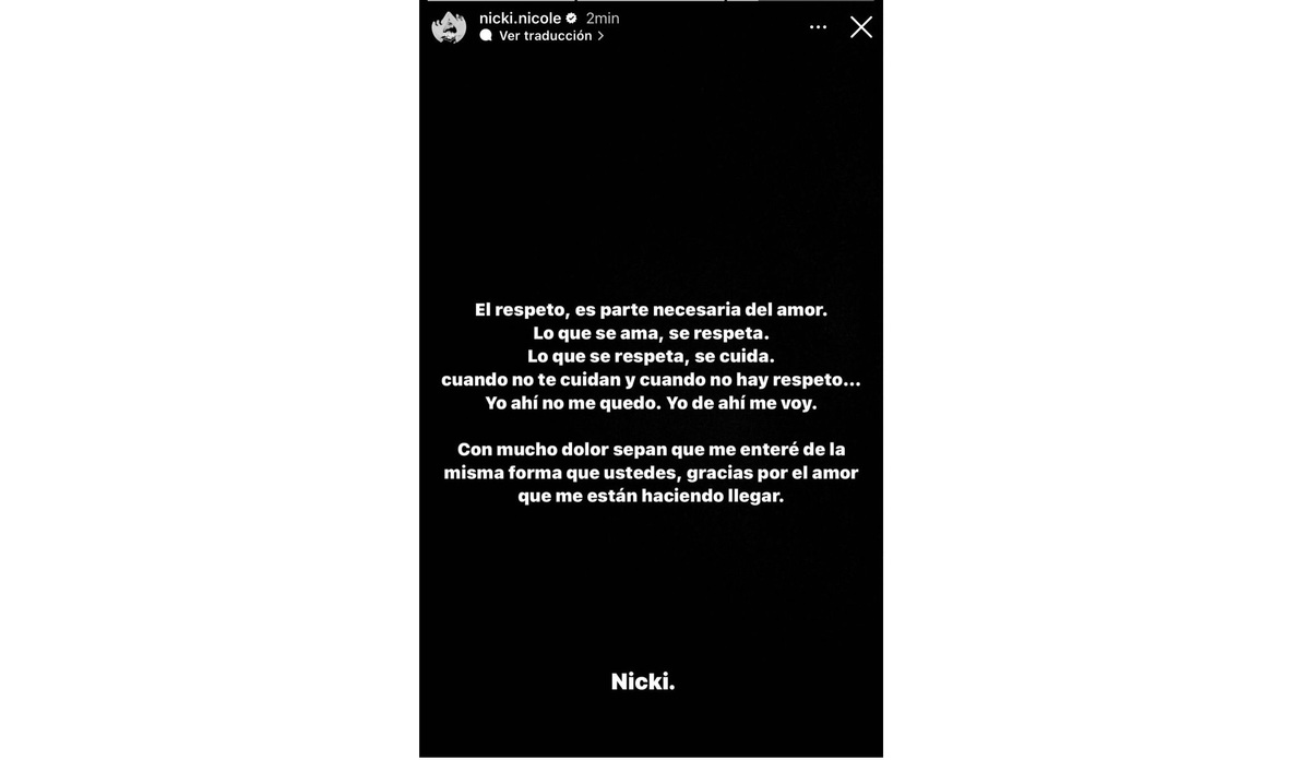 Nicki Nicole confirma separación de Peso Pluma (Foto. IG)