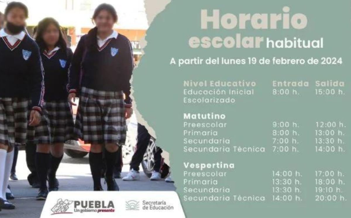 Este es el nuevo horario escolar a partir del 19 de febrero de 2024