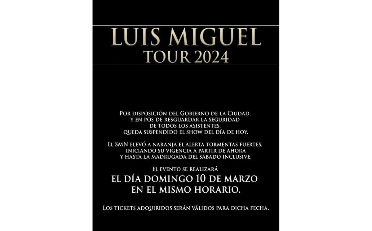 Luis Miguel cancela concierto en Argentina por alarmante motivo (Instagram)