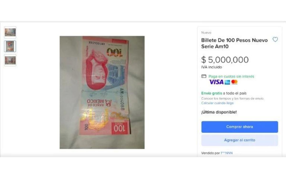 Billete de 100 pesos de Sor Juana vale 5 millones | Características (Mercado Libre)