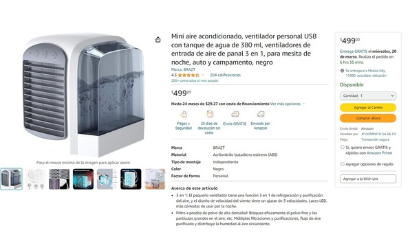 Compra un mini aire acondicionado en Amazon a solo 500 pesos (Foto: Amazon)