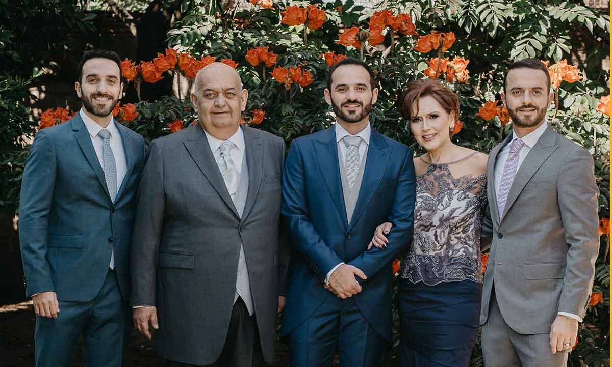 Familia del novio. Mario Henaine, Mario Henaine, Arturo Henaine y Gabriela del Castillo