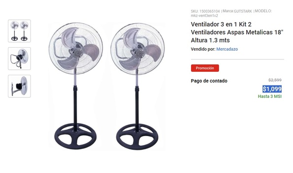 Oferta de dos ventiladores de piso por tan solo $1,099 pesos (Foto: Getty)
