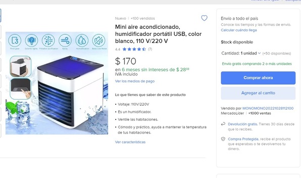 Dónde comprar un mini aire acondicionado a menos de $200 pesos (Foto: Getty/Mercado Libre)
