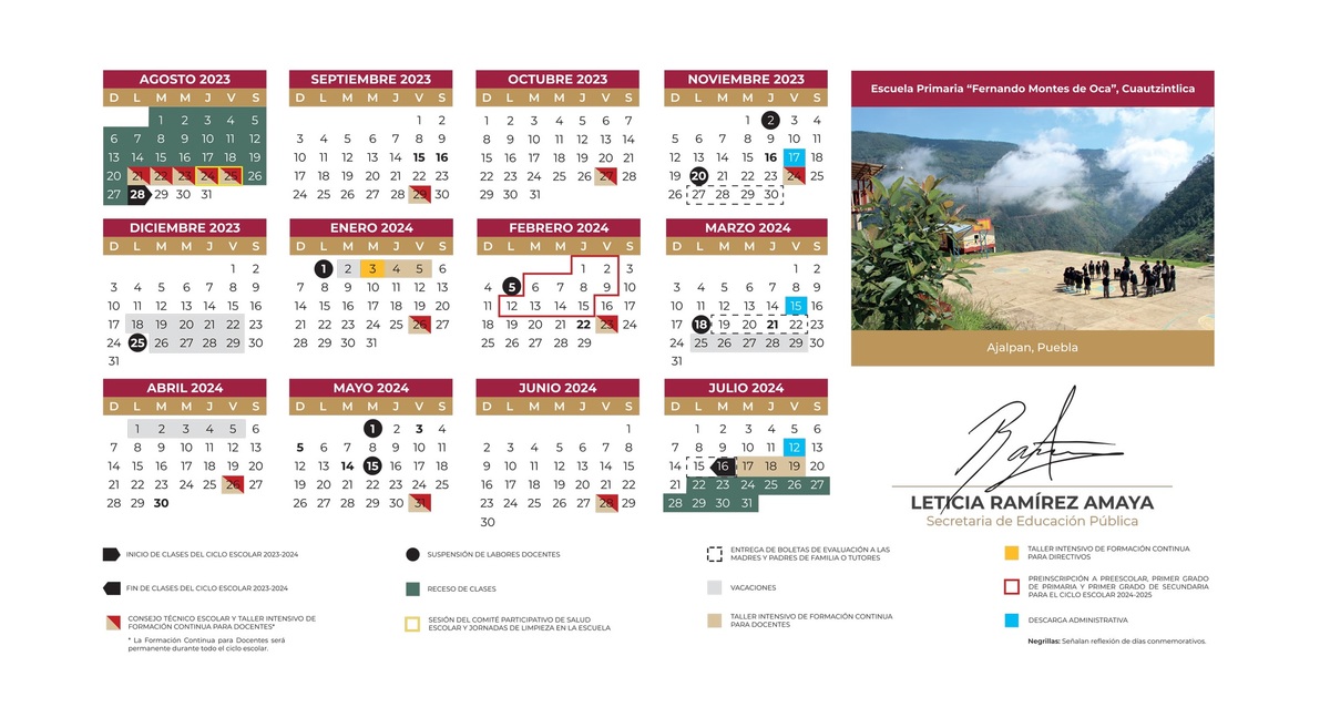 Calendario Oficial de la SEP 2024 (Foto. SEP)