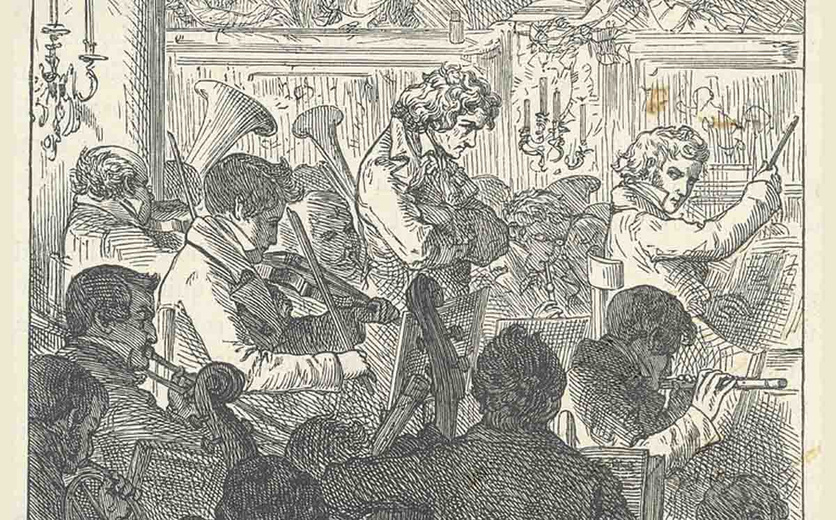 Un grabado del siglo XIX representando la primera interpretación de la novena sinfonía de Beethoven / Foto: Cortesía