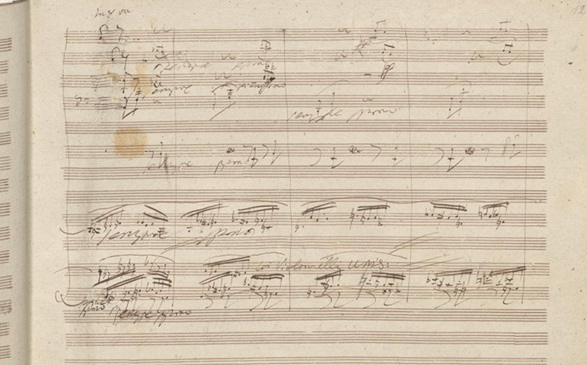 Página 12 del manuscrito original de Beethoven / Foto: Cortesía