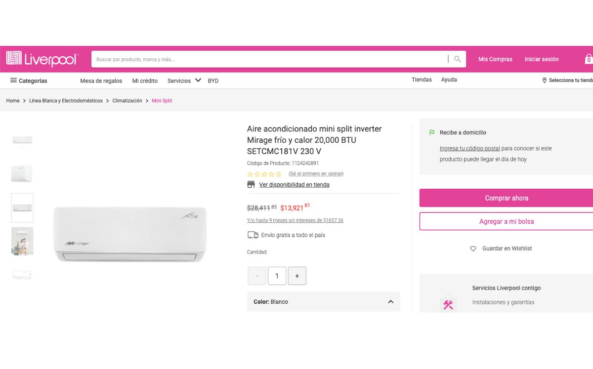 Liverpool remata aire acondicionado a más del 50% por Hot Sale (Liverpool)