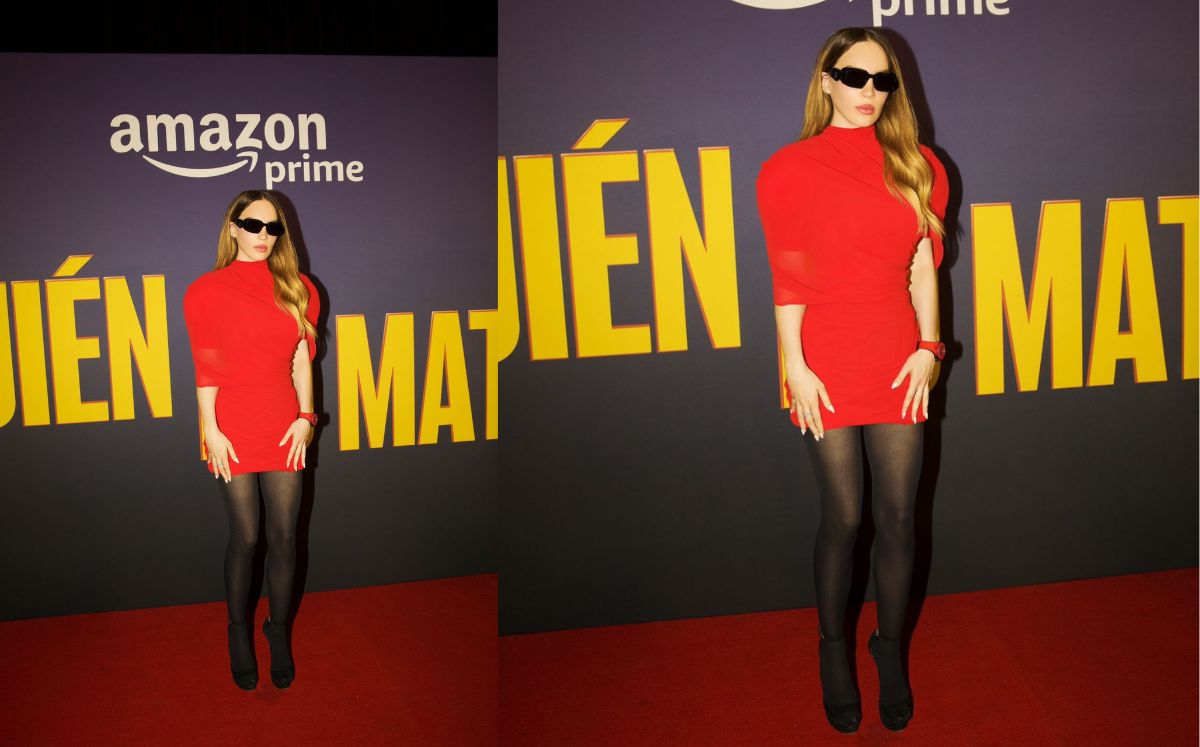 Belinda es el centro de atención en premiere con mini vestido rojo (Cortesía)