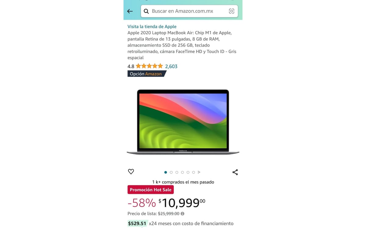 MacBook Air de 256 GB con 58% de descuento (Amazon)