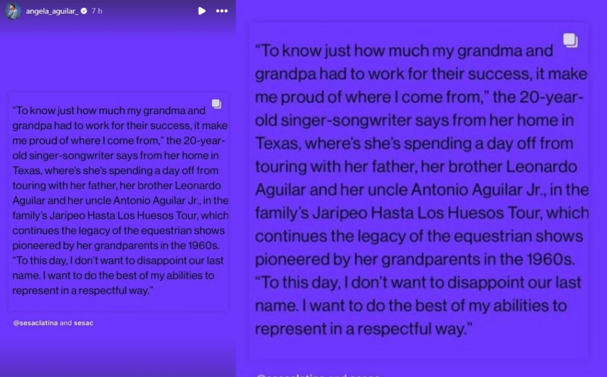 Mensaje de Ángela Aguilar (Instagram)