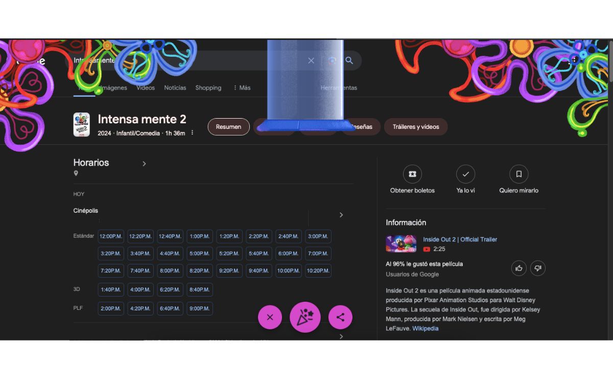 Tubo de recuerdos de Intensamente 2 en Google