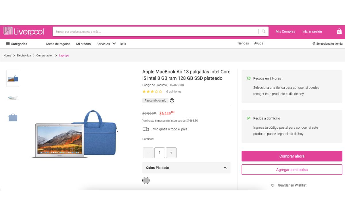 Macbook Air en descuento (Liverpool)