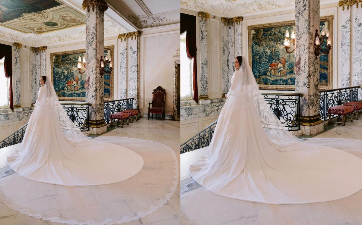 Olivia Culpo: Cola de su vestido de novia (Instagram)