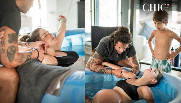 Michelle Renaud en su parto (Instagram)