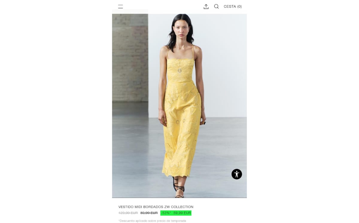 Vestido en descuento de Mariana Rodríguez (Zara)
