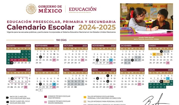 Calendario escolar 2024-205, publicado por la SEP (Foto: SEP)
