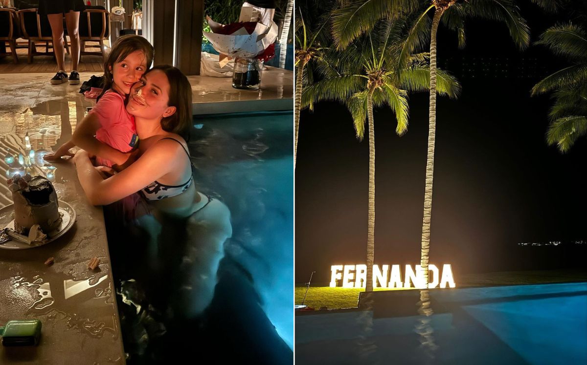 Fernanda Gómez y su hija en la piscina por su cumpleaños (Instagram)