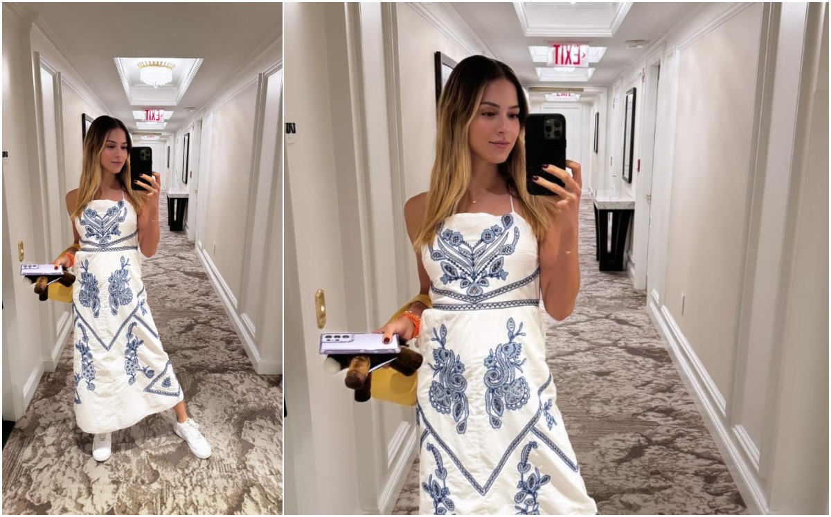 Mariana Rodríguez luce vestido bordado desde Nueva York (Foto: Instagram Mariana Rodríguez)