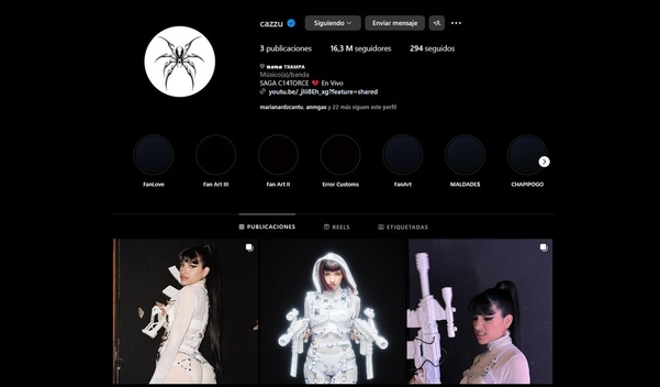 Así se ve el Instagram de Cazzu, luego de eliminar todas sus fotos (Foto: Instagram)
