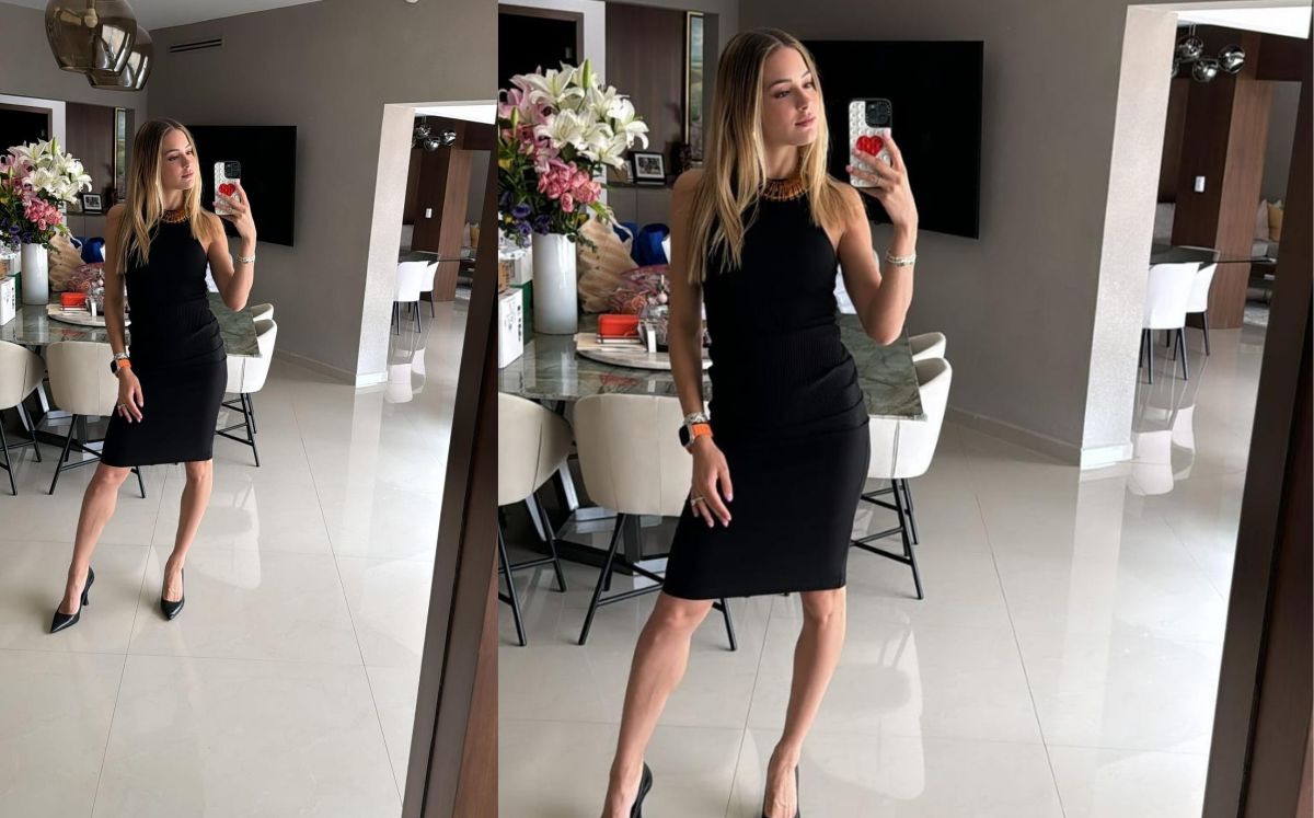 Vestido negro de Mariana Rodríguez (Instagram)