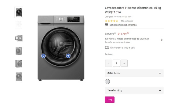 Liverpool remata lavasecadora Hisense con el 52% de descuento (Foto: Hisense)