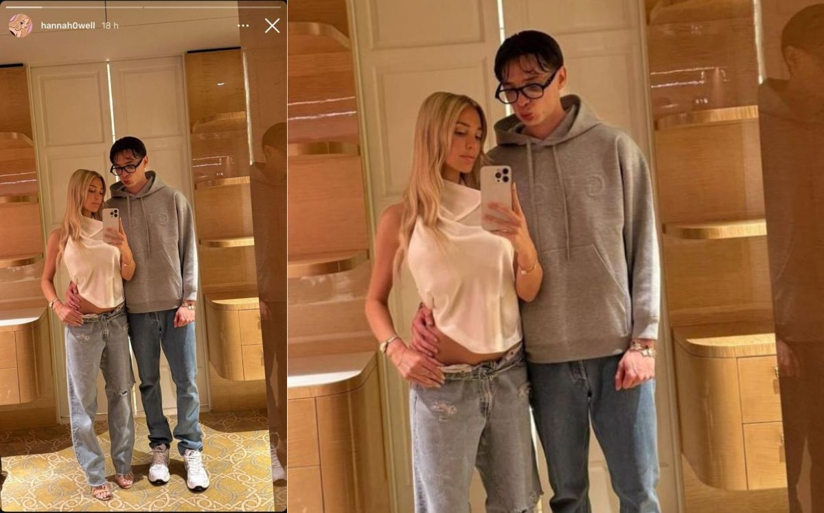 Peso Pluma y su novia aparecen abrazándose frente al espejo (Instagram)