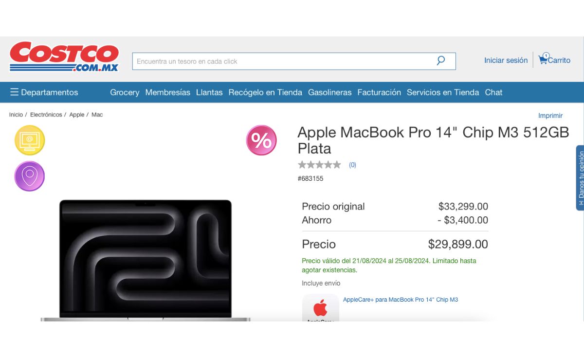Precio de la MacBook Pro en descuento (Costco)