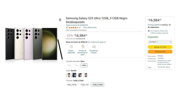 Amazon ha ofertado el Samsung Galaxy S23 Ultra a mitad de precio (Foto: Amazon)