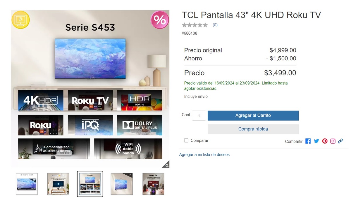 Esta es la oferta en Costco de pantalla TLC (Foto: Instagram)