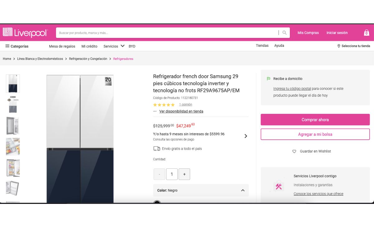 Precio del refrigerador Samsung en Liverpool (Liverpool)