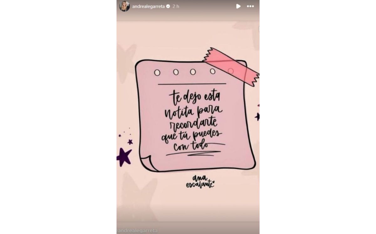 Mensaje de Andrea Legarreta (Instagram)