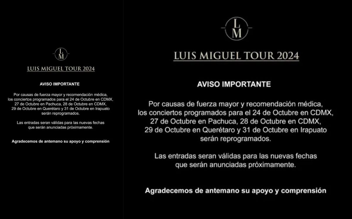 Comunicado de Luis Miguel (Instagram)