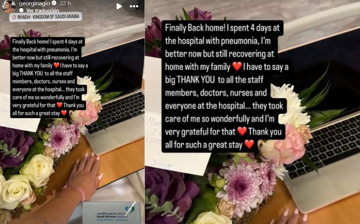 Mensaje de Georgina Rodríguez al ser hospitalizada (Instagram)