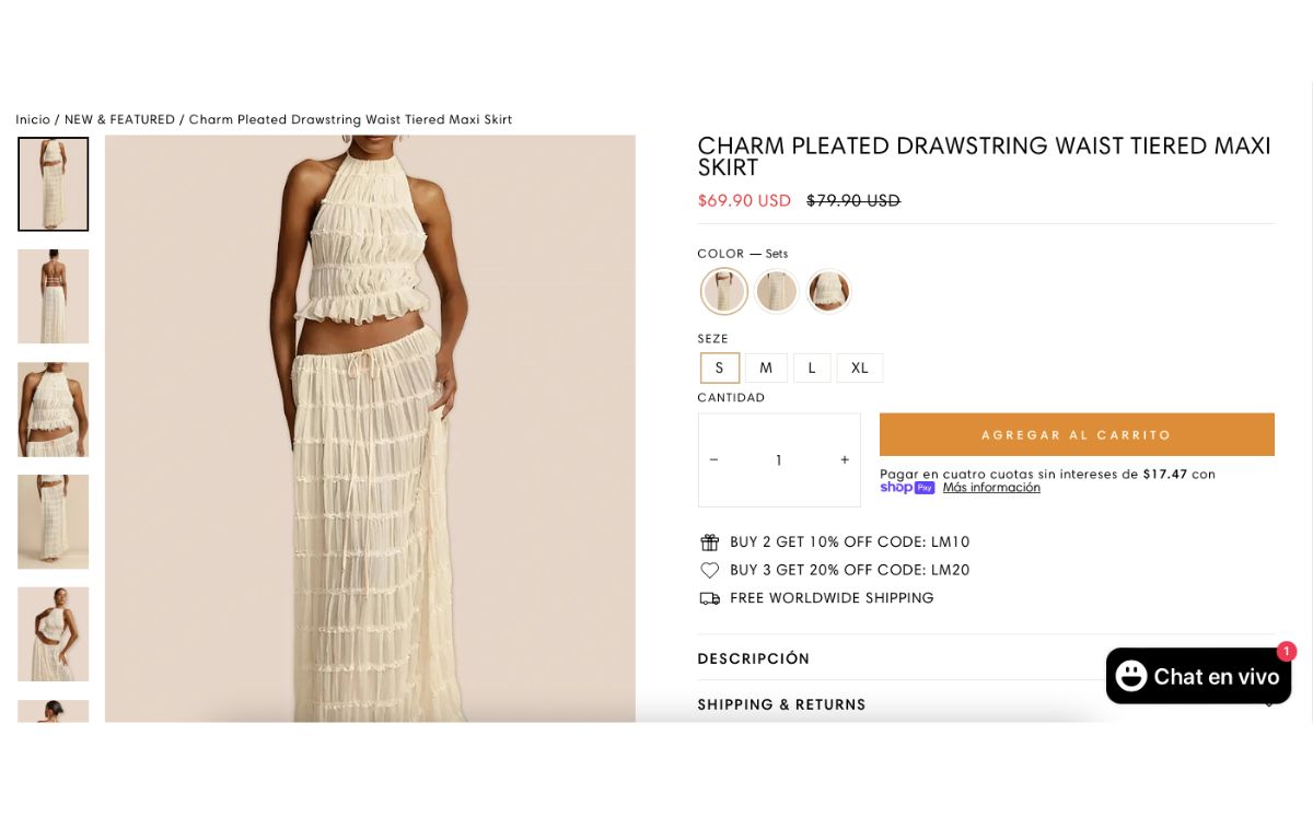 Precio de la falda que Alexandra Saint Mleux llevó a la F1 (Like Muse)