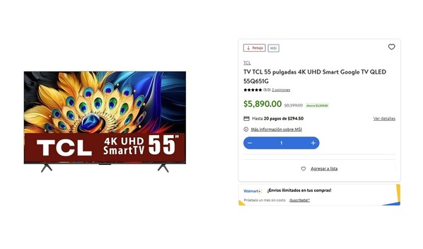 Walmart remata pantalla de 55 pulgadas por Fin Irresistible (Foto: Freepik/Facebook)