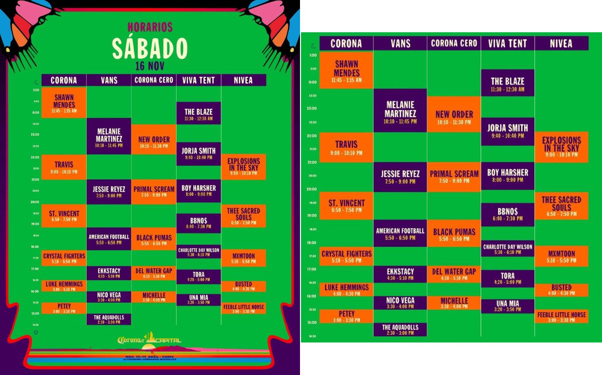 Horarios del sábado para el Corona Capital 2024 (Instagram)
