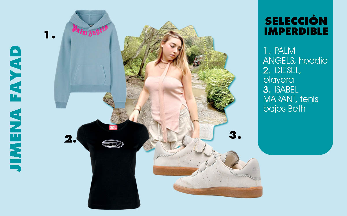 Jimena Fayad: tiene en su carrito un hoodie de Palm Angels, una playera de Diesel y unos tenis bajos Beth de Isabel Marant