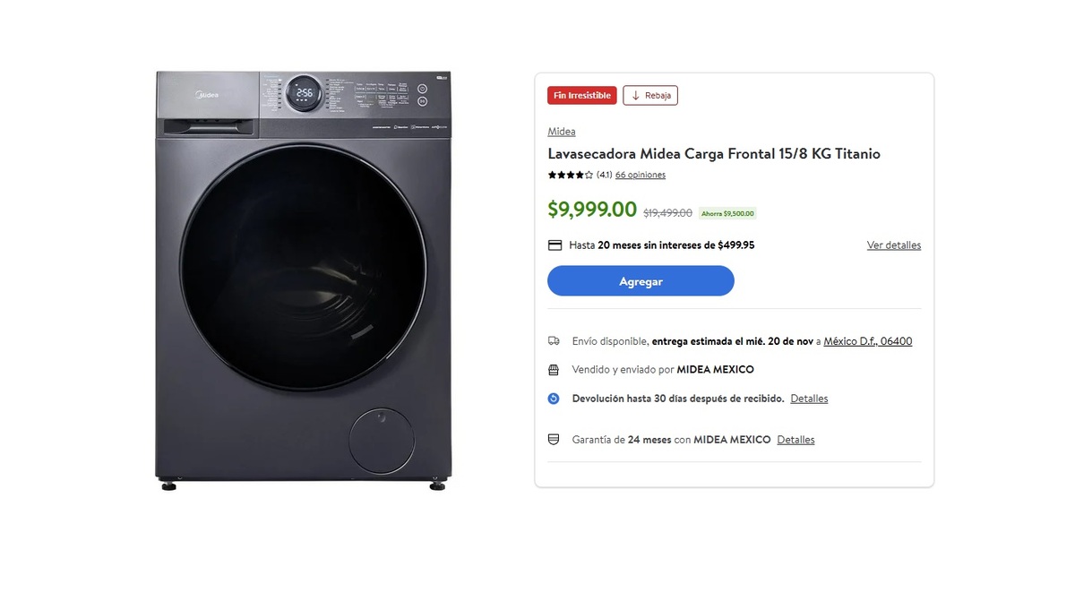 Walmart remata lavasecadora a mitad de precio por Fin Irresistible (Foto: Walmart)