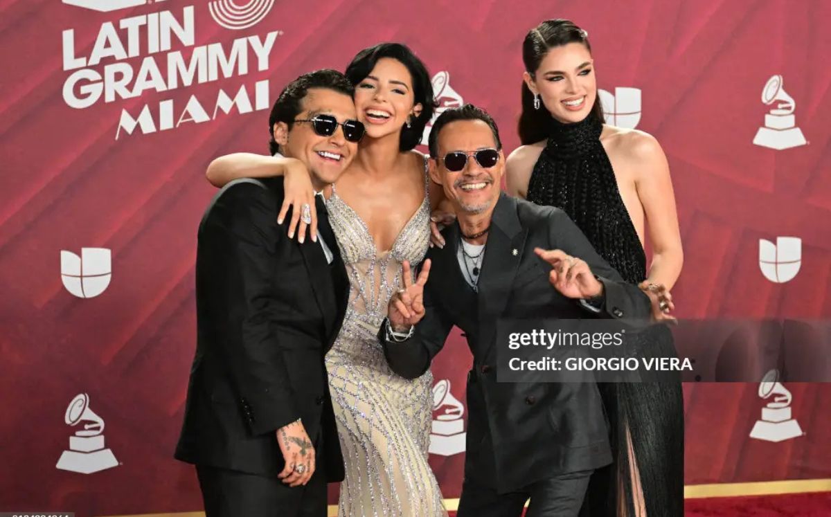 Ángela Aguilar, Christian Nodal, Marc Anthony y Nadia Ferreira (Getty Images)