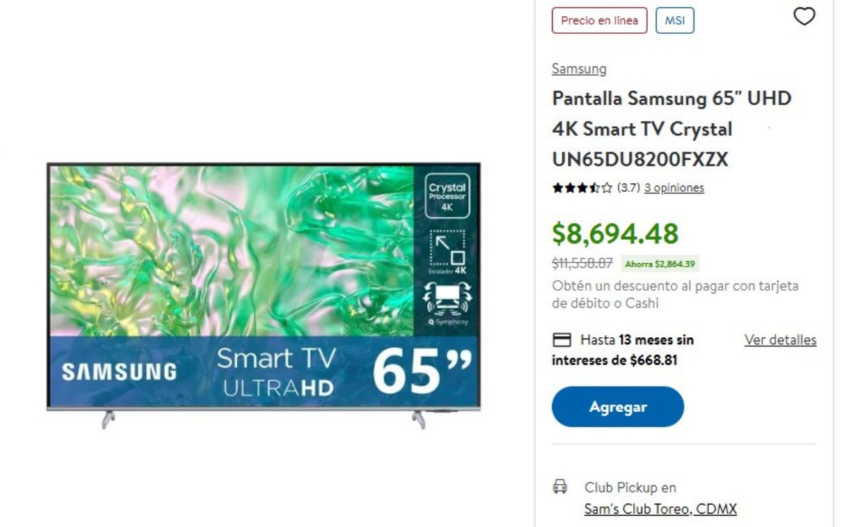 Esta es la gran oferta que te da Sam's Club por una pantalla (Sam's Club)