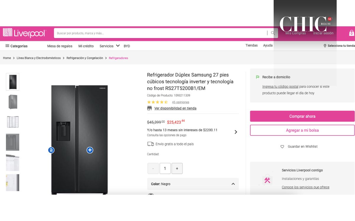 Refrigerador Samsung en descuento (Liverpool)