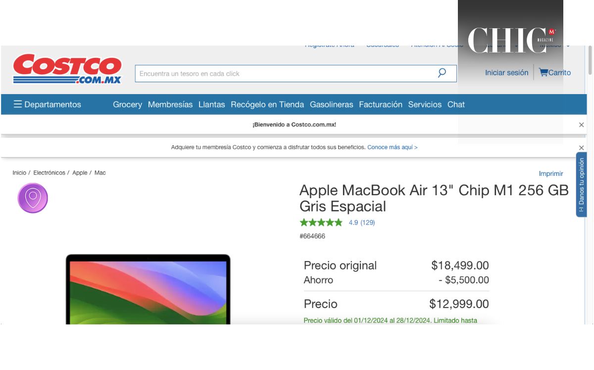 Precio de la MacBook Air 13’’ (Costco)