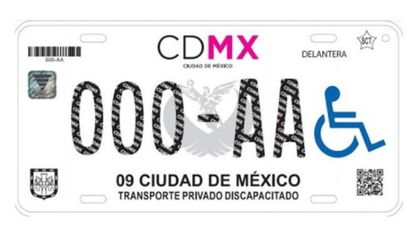 Así se ven las placas para personas con discapacidad en CDMX (Foto: Transporte)
