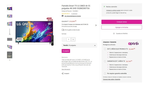 Liverpool remata pantalla de 55 pulgadas por Venta Nocturna (Foto: Liverpool/X)