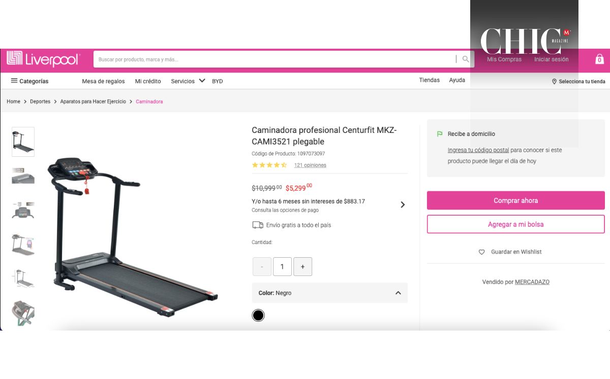 Precio de la caminadora en descuento (Liverpool)