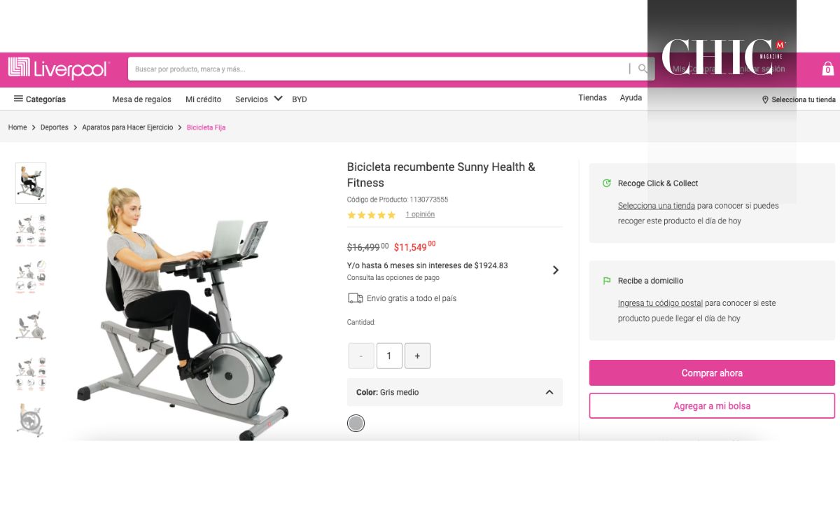 Precio de la bicicleta estática con escritorio incluido (Liverpool)