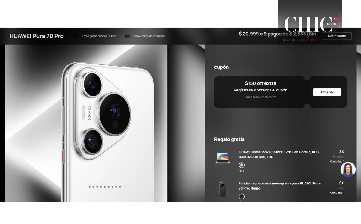 La promoción del Huawei Pura 70 Pro con una laptop (Foto: Huawei)