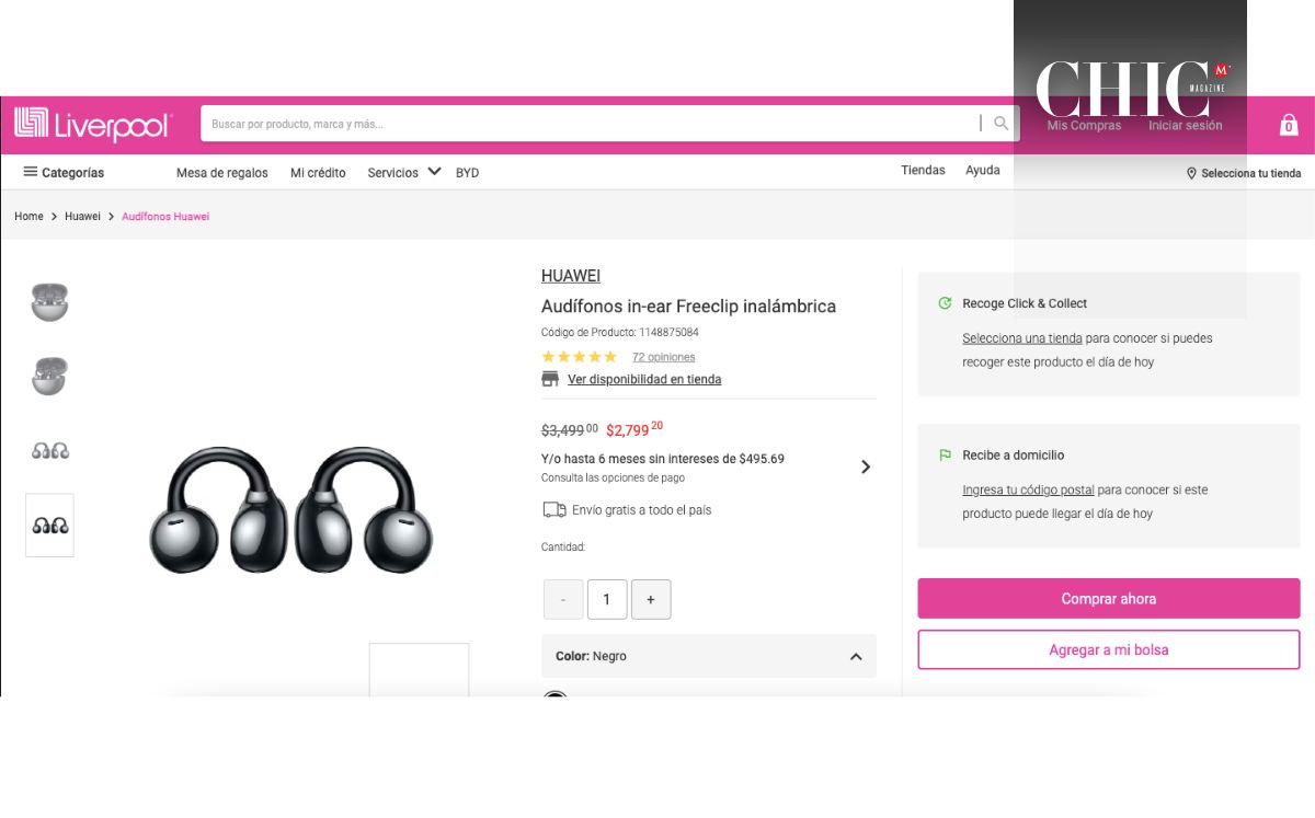 Precio de los Huawei Freeclip con envío gratis en descuento (Liverpool)
